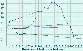 Courbe de l'humidex pour Wynau