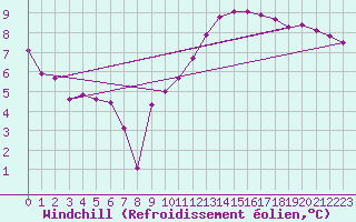 Courbe du refroidissement olien pour Zamora