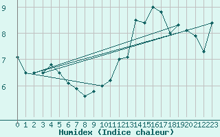 Courbe de l'humidex pour Florennes (Be)