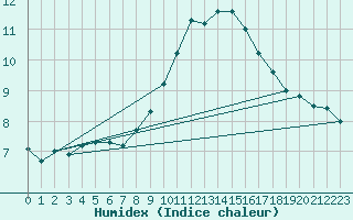 Courbe de l'humidex pour Muret (31)