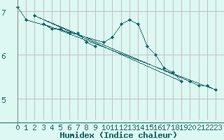 Courbe de l'humidex pour Tour-en-Sologne (41)