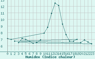 Courbe de l'humidex pour Murau