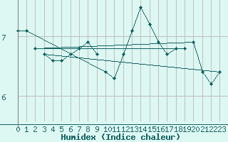 Courbe de l'humidex pour Wdenswil