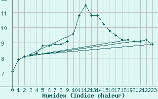 Courbe de l'humidex pour Liscombe