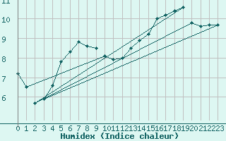 Courbe de l'humidex pour Montauban (82)