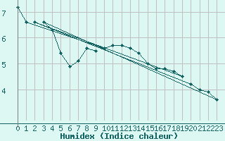 Courbe de l'humidex pour Brezoi