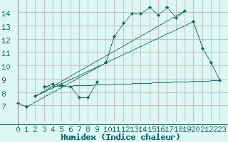 Courbe de l'humidex pour Sublaines (37)