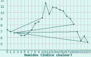 Courbe de l'humidex pour Waibstadt