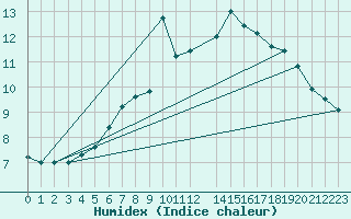 Courbe de l'humidex pour Seljelia