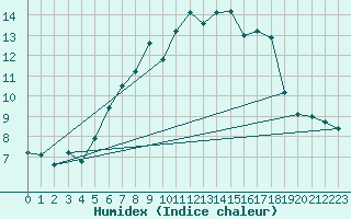 Courbe de l'humidex pour Braunlage