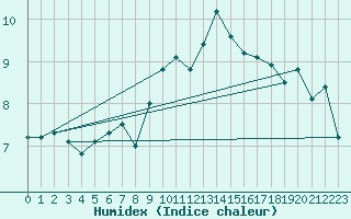 Courbe de l'humidex pour Neuchatel (Sw)