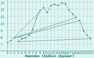 Courbe de l'humidex pour Fjaerland Bremuseet