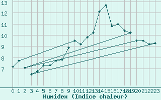 Courbe de l'humidex pour Palaminy (31)