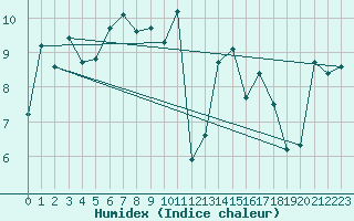Courbe de l'humidex pour Voorschoten