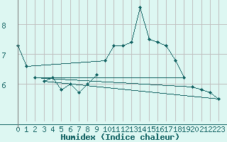 Courbe de l'humidex pour Salen-Reutenen