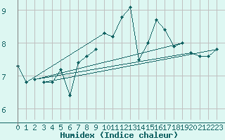 Courbe de l'humidex pour Belm