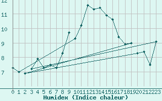 Courbe de l'humidex pour Gttingen