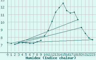 Courbe de l'humidex pour Sgur-le-Chteau (19)