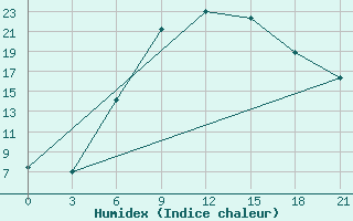 Courbe de l'humidex pour Roslavl