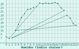 Courbe de l'humidex pour Turi