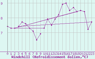 Courbe du refroidissement olien pour Angers-Marc (49)