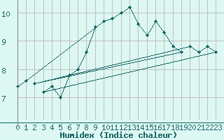 Courbe de l'humidex pour Monte S. Angelo