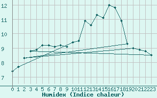 Courbe de l'humidex pour Saint-Hubert (Be)