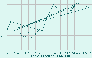 Courbe de l'humidex pour Lige Bierset (Be)