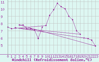 Courbe du refroidissement olien pour Feldberg-Schwarzwald (All)