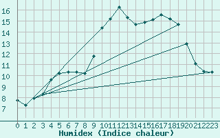 Courbe de l'humidex pour Sain-Bel (69)