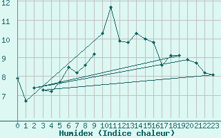 Courbe de l'humidex pour Mullingar