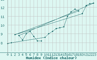 Courbe de l'humidex pour Wuustwezel (Be)