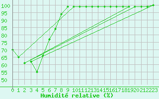 Courbe de l'humidit relative pour Dinner Plain
