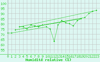 Courbe de l'humidit relative pour Pointe de Chemoulin (44)