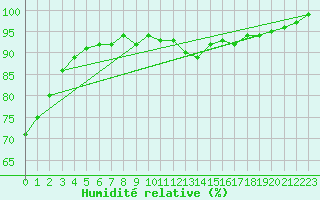 Courbe de l'humidit relative pour Fjaerland Bremuseet