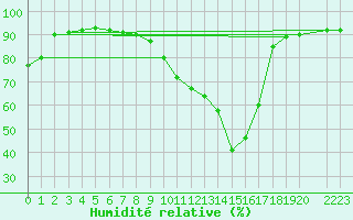 Courbe de l'humidit relative pour Nesbyen-Todokk