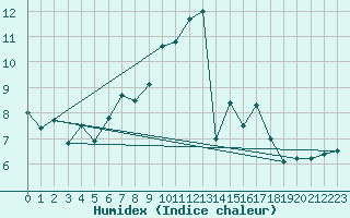 Courbe de l'humidex pour Pizen-Mikulka