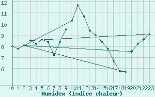 Courbe de l'humidex pour Hoernli