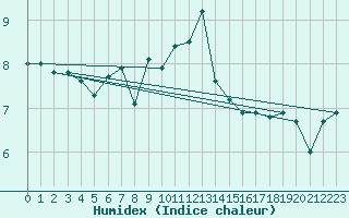 Courbe de l'humidex pour Hoek Van Holland