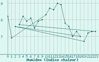Courbe de l'humidex pour Hoek Van Holland