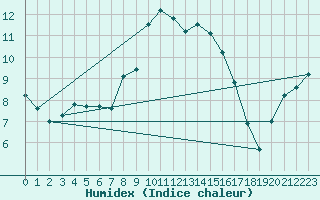Courbe de l'humidex pour Schleswig
