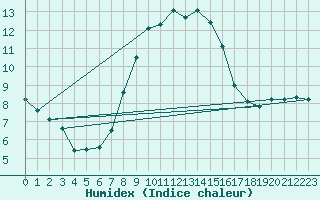 Courbe de l'humidex pour Schleswig