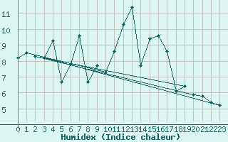 Courbe de l'humidex pour Wolfsegg