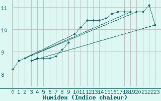 Courbe de l'humidex pour Beerse (Be)