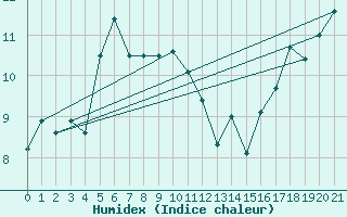 Courbe de l'humidex pour Martin De Vivies Ile Amsterdam
