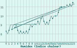 Courbe de l'humidex pour Platform P11-b Sea