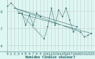 Courbe de l'humidex pour Hoernli