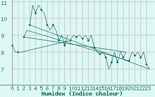 Courbe de l'humidex pour Vlieland