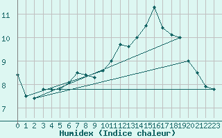 Courbe de l'humidex pour Florennes (Be)