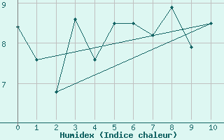 Courbe de l'humidex pour Holmon